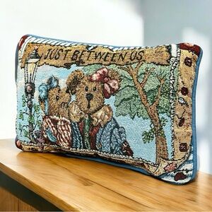 Vintage Boyds Bears & Friends Tapestry Just Between Us Throw Pillow 12.5" X 8.5"